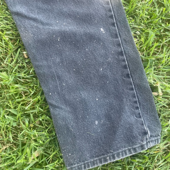 90s Y2K VINTAGE LEVIS 501 DENIM BUTTON FLY BLACK JEANS SPLATTER 36 - Picture 5 of 13